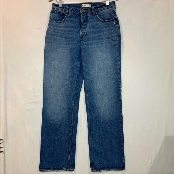 Abercrombie 90s Baggy Jeans Medium Wash Low Rise 29 Straight Y2K Streetwear - Picture 2 of 10